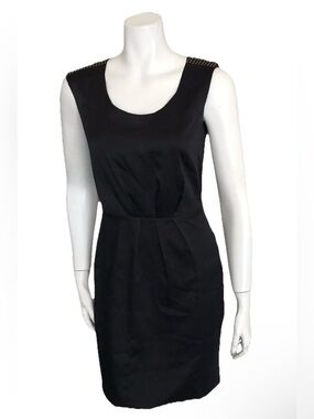 Chequer Black Gold Shoulder Studded Cocktail Sleeveless Short Dress (BA12) SZ 4